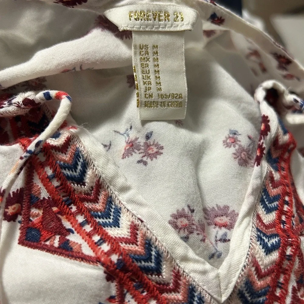 Forever 21 Cream and Red Embroidered Blouse - Picture 3 of 3